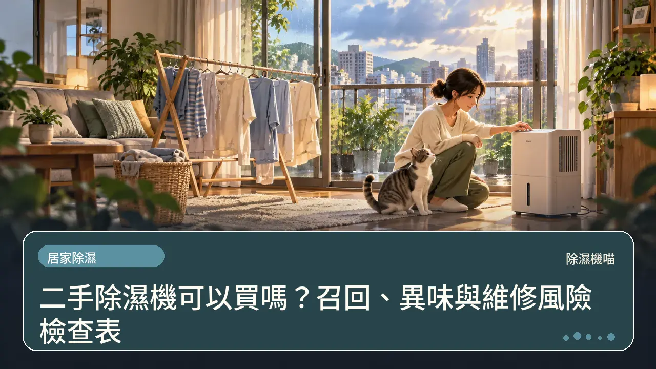 二手除濕機可以買嗎?召回、異味與維修風險檢查表主題插畫