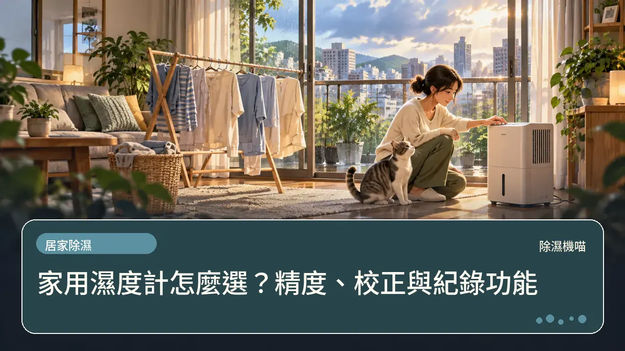 家用濕度計怎麼選？精度、校正與紀錄功能主題插畫