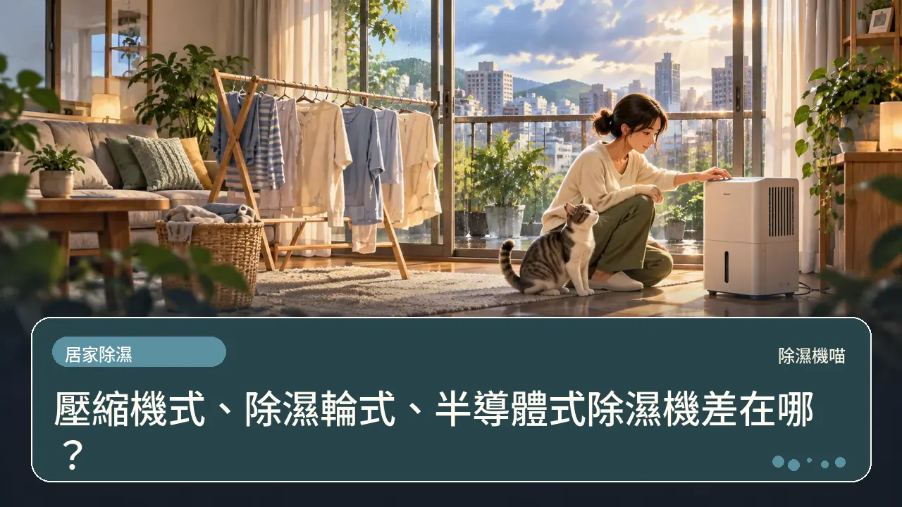 壓縮機式、除濕輪式、半導體式除濕機差在哪？主題插畫