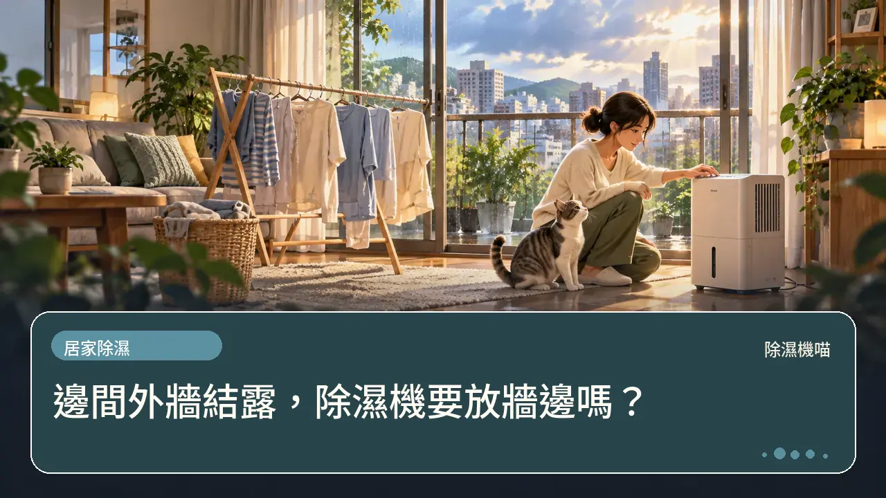 邊間外牆結露，除濕機要放牆邊嗎？主題插畫