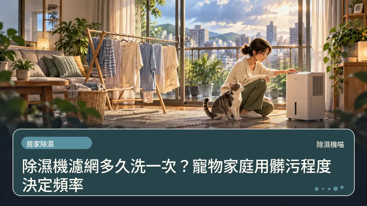 除濕機濾網多久洗一次？寵物家庭用髒污程度決定頻率主題插畫