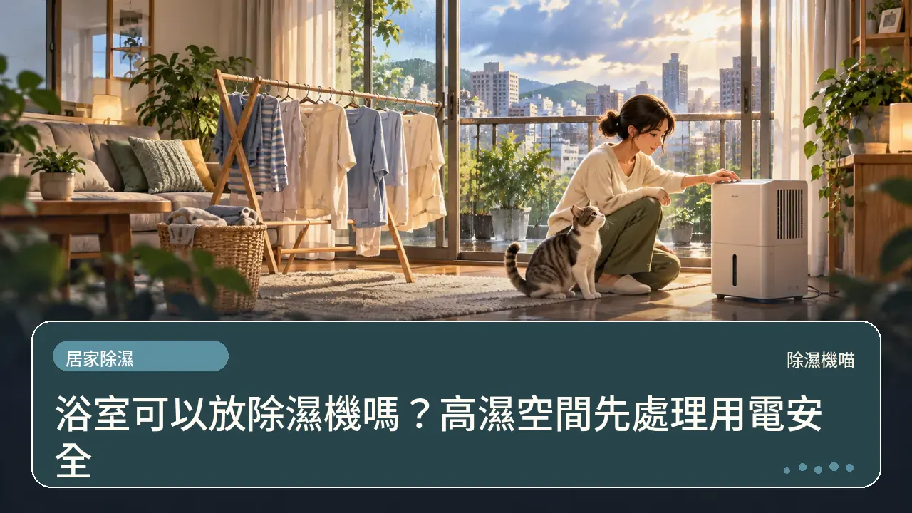 浴室可以放除濕機嗎？高濕空間先處理用電安全主題插畫