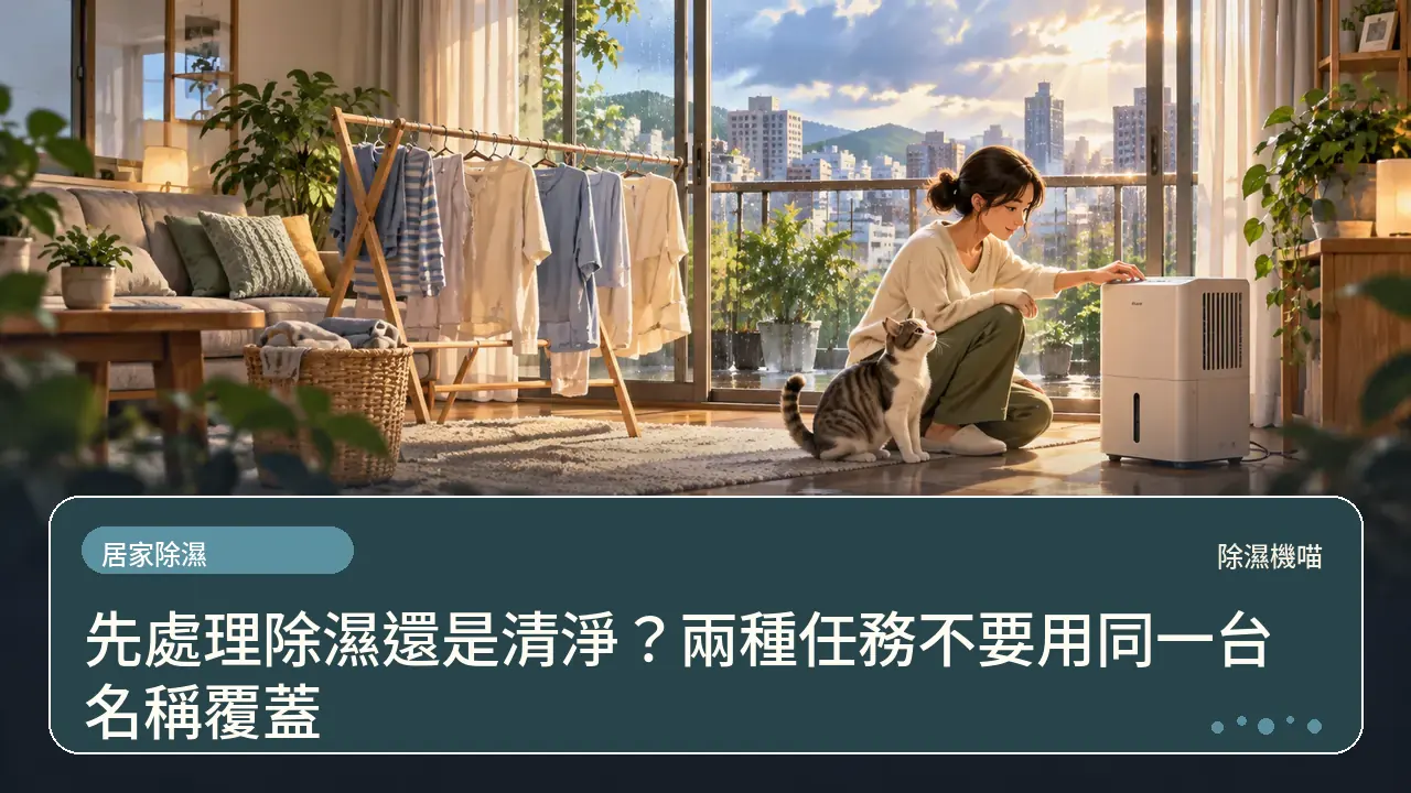 先處理除濕還是清淨？兩種任務不要用同一台名稱覆蓋主題插畫