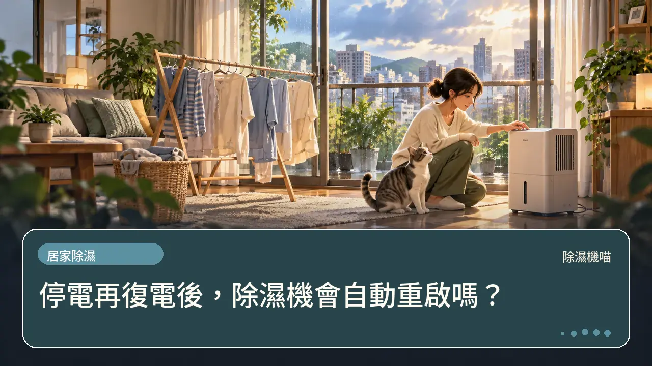 停電再復電後,除濕機會自動重啟嗎?主題插畫