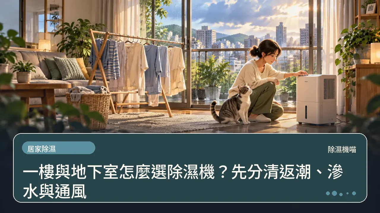 一樓與地下室怎麼選除濕機?先分清返潮、滲水與通風主題插畫