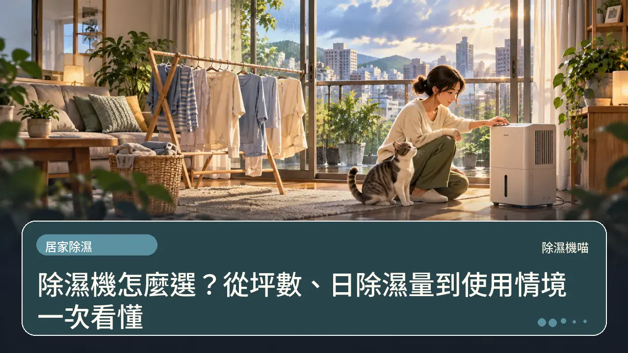 除濕機怎麼選？從坪數、日除濕量到使用情境一次看懂主題插畫