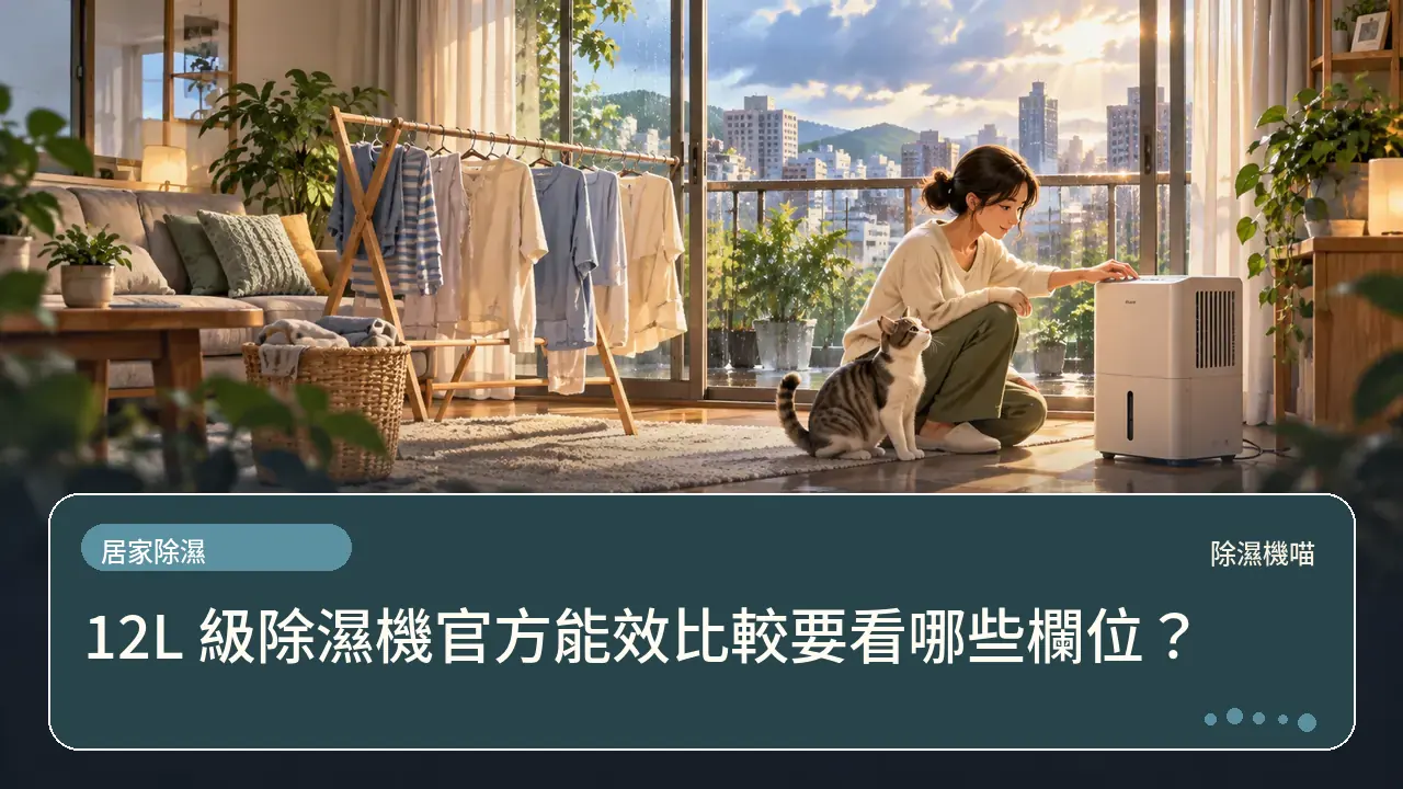 12L 級除濕機官方能效比較要看哪些欄位?主題插畫
