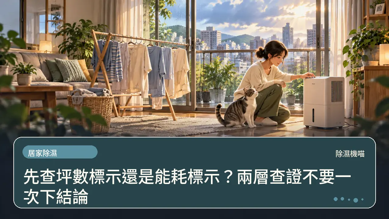 先查坪數標示還是能耗標示？兩層查證不要一次下結論主題插畫