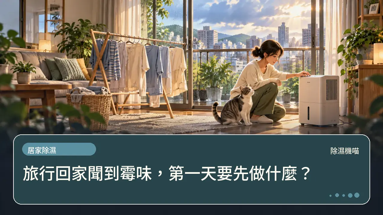 旅行回家聞到霉味，第一天要先做什麼？主題插畫