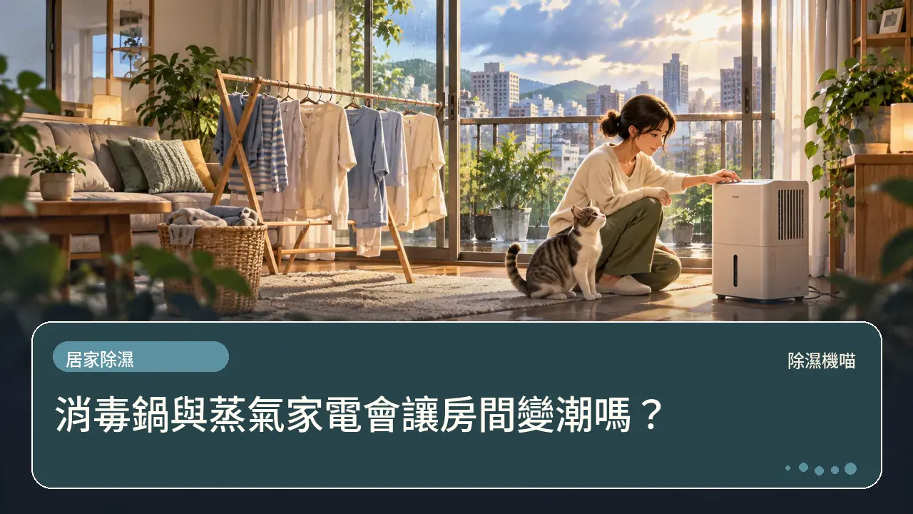 消毒鍋與蒸氣家電會讓房間變潮嗎？主題插畫